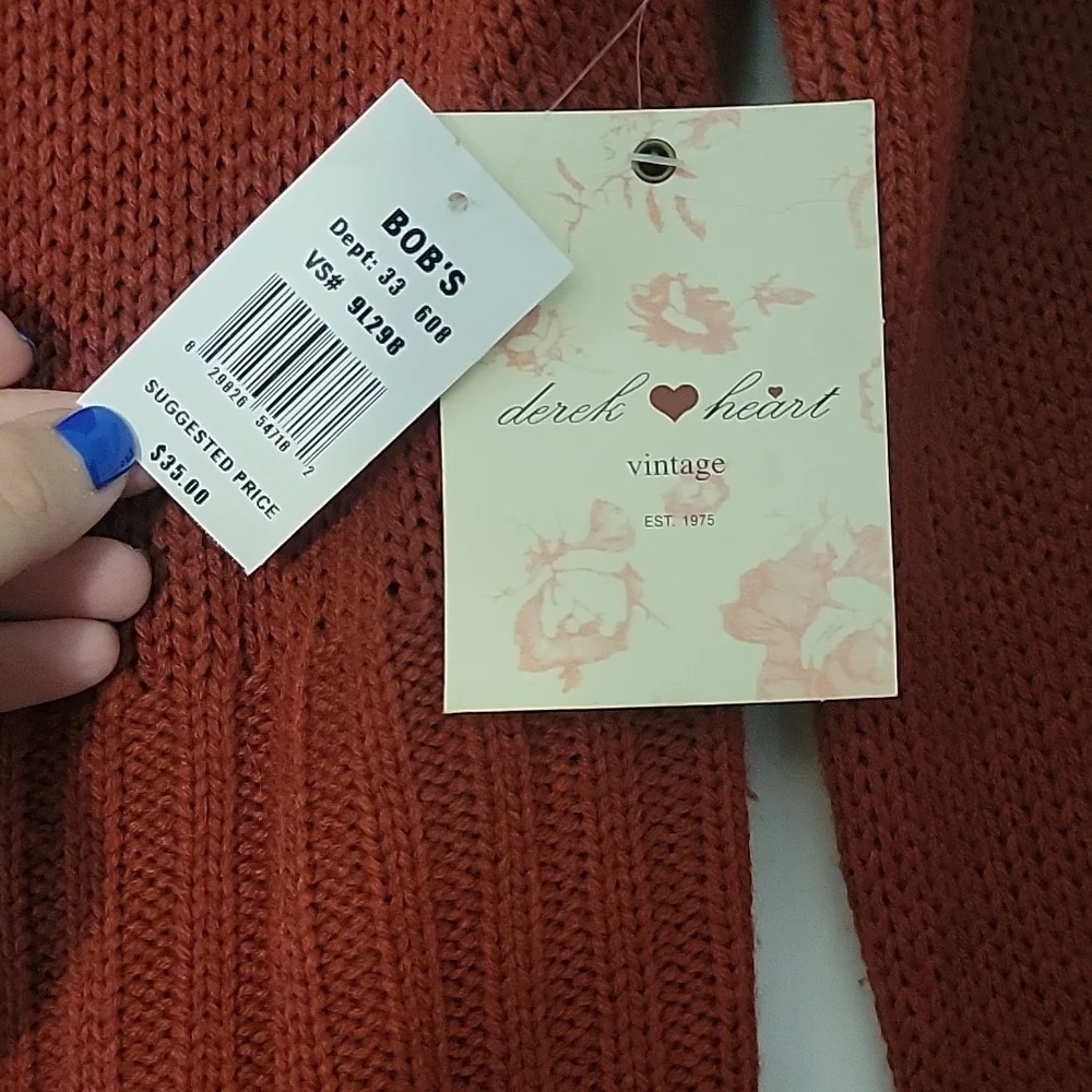 NWT DEREK HEART Button-Up Sweater w/Hood - Picture 5 of 6